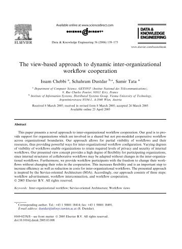 The view-based approach to dynamic inter-organizational workflow ...