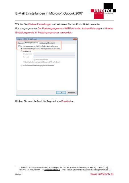 E-Mail Einstellungen in Microsoft Outlook 2007 www.infotech.at