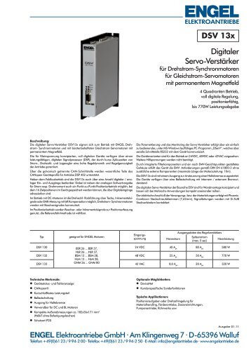 DSV 13x Digitaler Servo-VerstÃ¤rker - infra-antriebe