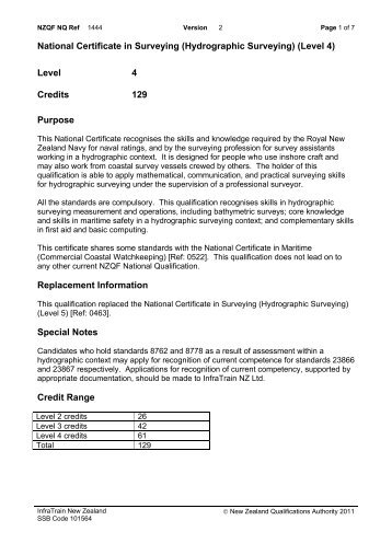 National Certificate in Surveying (Hydrographic Surveying) (Level 4 ...