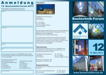 Programm - 12. Bautechnik-Forum Chemnitz 2013