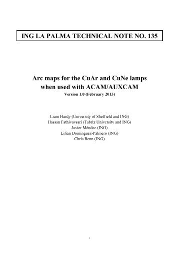 Arc maps for the CuAr and CuNe lamps when used with ACAM ...