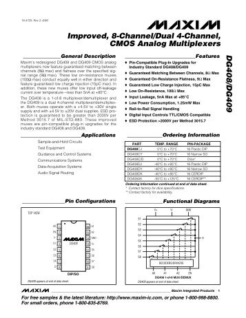 DG408/DG409 Improved, 8-Channel/Dual 4-Channel, CMOS ...