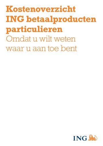 Kostenoverzicht ING betaalproducten particulieren