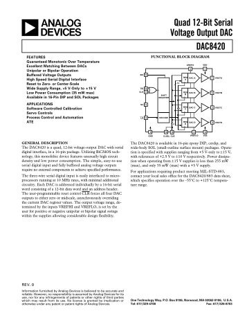 DAC8420 Quad 12-Bit Serial Voltage Output DAC