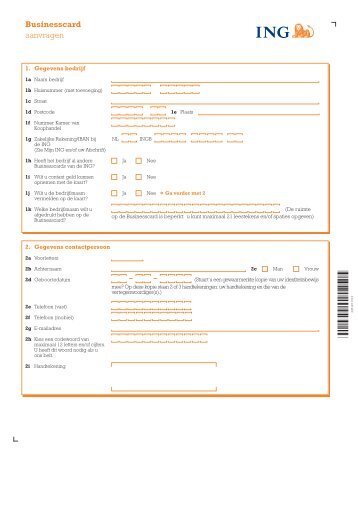 formulier Businesscard aanvragen - ING