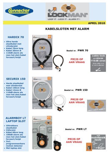 kabelsloten met alarm - Connector BV