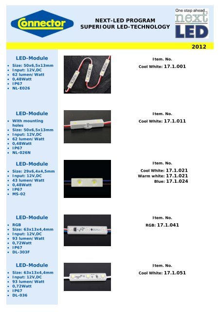 1 NEXT-LED Modules 17.1 pag 1 - Connector BV