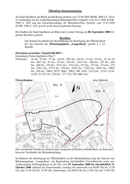 Ãffentliche Bekanntmachung der Stadt Ingelheim am Rhein gemÃ¤Ã ...