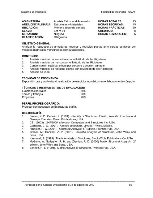 Plan de Estudios - Facultad de IngenierÃ­a - Universidad AutÃ³noma ...