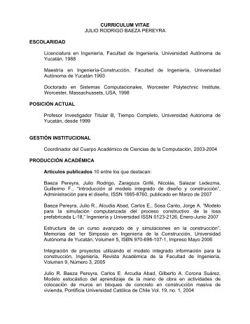 Julio Rodrigo Baeza Pereyra - Facultad de IngenierÃ­a - Universidad ...