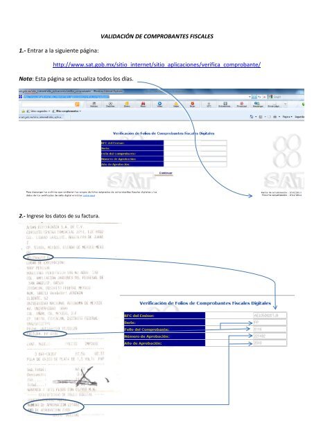 VALIDACIÃN DE COMPROBANTES FISCALES 1.- Entrar a la ...