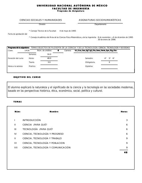 temario completo - Facultad de IngenierÃ­a - UNAM