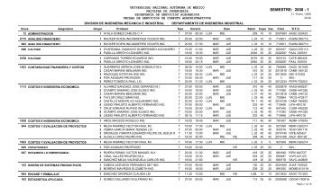 Horarios del Semestre - Facultad de IngenierÃ­a