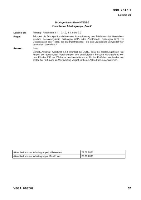 Leitlinien zur Druckgeräterichtlinie (14. GSGV)