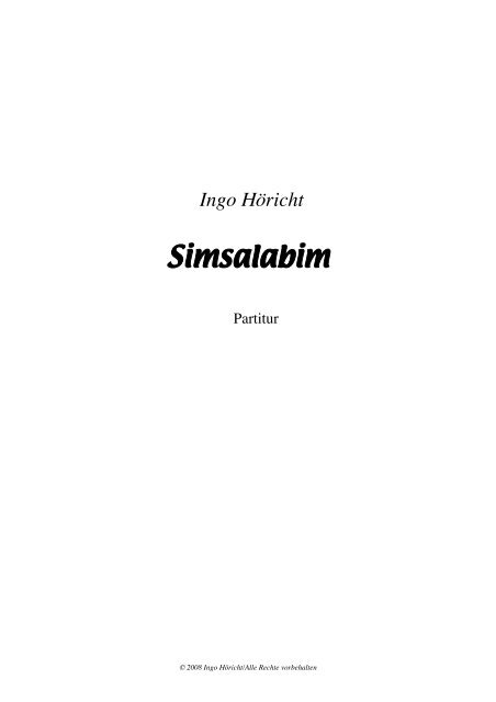 Simsalabim Partitur und Stimmen - ingo höricht