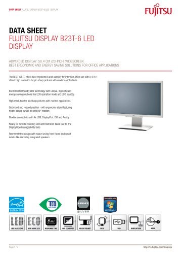 Data Sheet Fujitsu Display B23t-6 lED Display - Ingram Micro