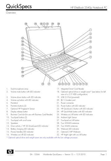HP EliteBook 2540p Notebook PC - Ingram Micro