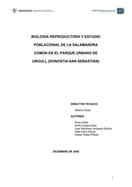 BiologÃ­a reproductora y estudio poblacional de la salamandra ...