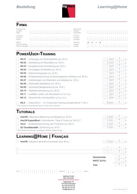 Bestellformular | SupportBuch - IngWare GmbH