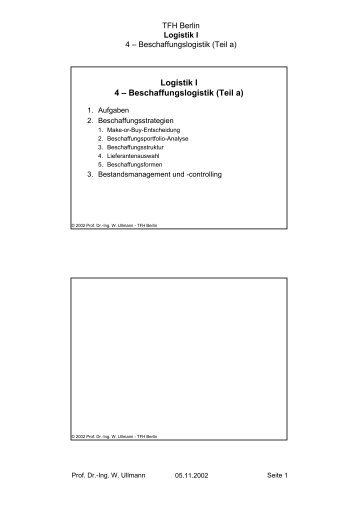 Logistik I 4 â Beschaffungslogistik (Teil a) - INI-Raum