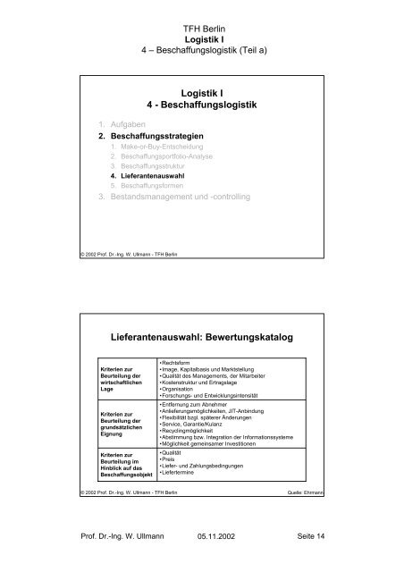 Logistik I 4 â Beschaffungslogistik (Teil a) - INI-Raum