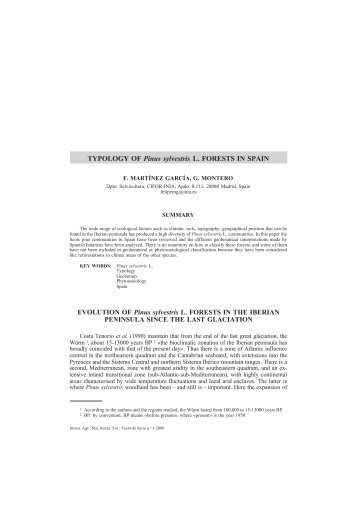 TYPOLOGY OF Pinus sylvestris L. FORESTS IN SPAIN ... - Inia