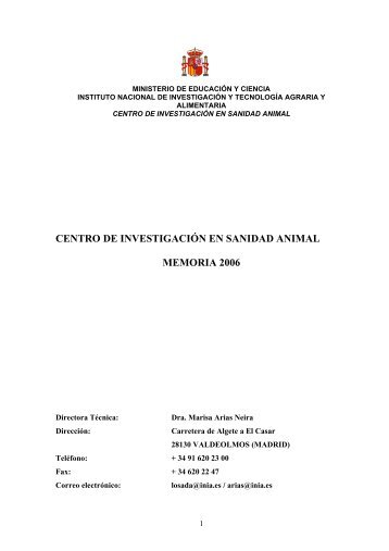 centro de investigaciÃ³n en sanidad animal memoria 2006 - Inia