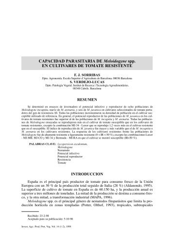 CAPACIDAD PARASITARIA DE Meloidogyne spp. EN ... - Inia