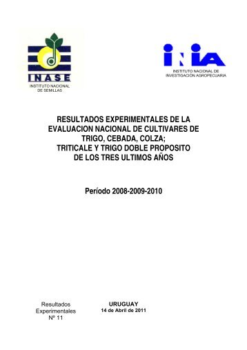 Resultados 2011 Periodo 2010 - Inia