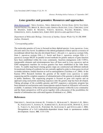 Lotus genetics and genomics: Resources and approaches - Inia