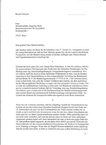 Antwort von Renate Greinert auf den Brief des Bundesministerium ...
