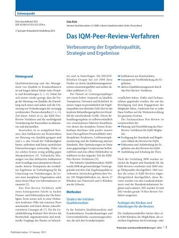 Das IQM-Peer-Review-Verfahren Verbesserung der ...