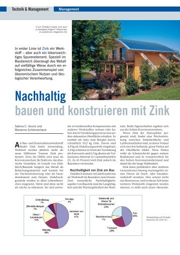 Nachhaltig bauen und konstruieren mit Zink - Initiative Zink