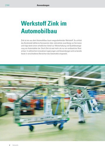 Werkstoff Zink im Automobilbau - Initiative Zink