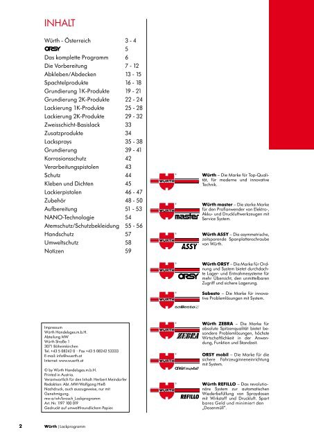 Würth - Lackprogramm