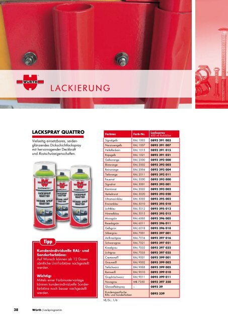 Würth - Lackprogramm