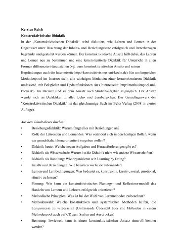 Kersten Reich Konstruktivistische Didaktik In der ... - Inklusion Lexikon