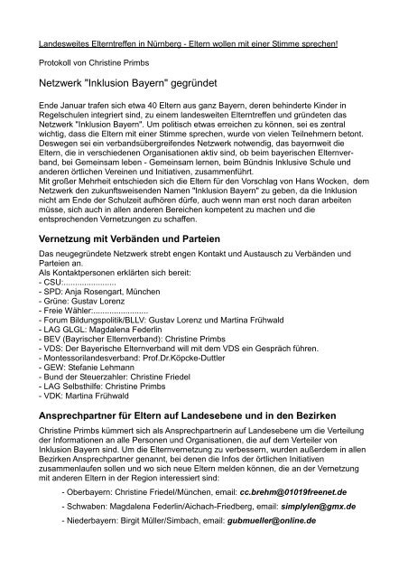 Netzwerk "Inklusion Bayern" gegrÃ¼ndet - Initative inklusive Schule in ...