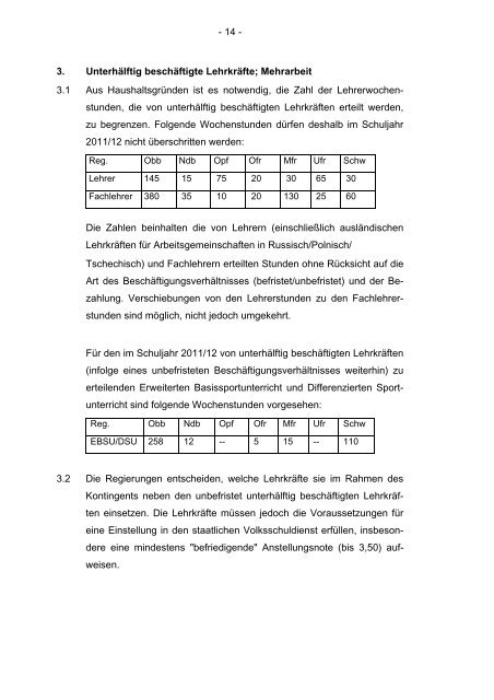 Schreiben des Kultusministeriums zu den Lehrerstunden Schuljahr ...