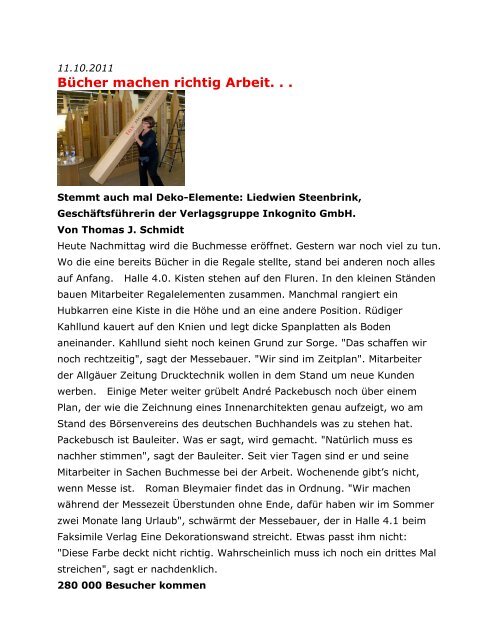 Bücher machen richtig Arbeit. . . - Inkognito