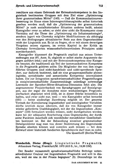 Das Argument - Berliner Institut fÃ¼r kritische Theorie eV