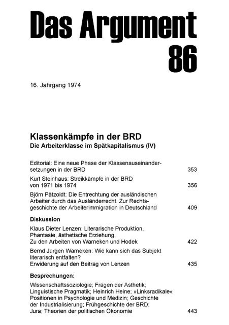 Klassenkämpfe in der BRD - Instituts für kritische Theorie (InkriT)