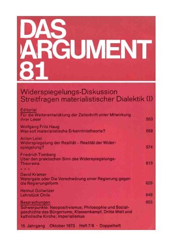 DAS ARGUMENT - Berliner Institut fÃ¼r kritische Theorie eV