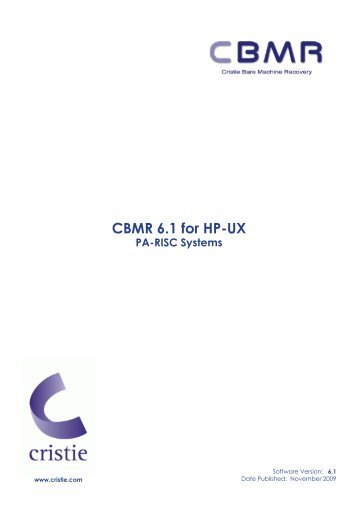 CBMR 6.1 for HP-UX PA-RISC Systems - Cristie Data Products GmbH
