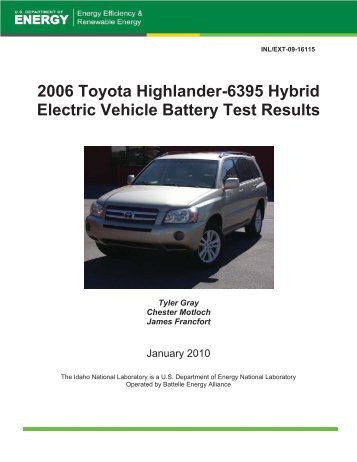 2006 Toyota Highlander-6395 Hybrid Electric Vehicle Battery Test ...