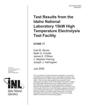 Test Results from the Idaho National Laboratory 15kW High ...