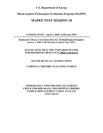 instructions for mapep test session 18 - Idaho National Laboratory