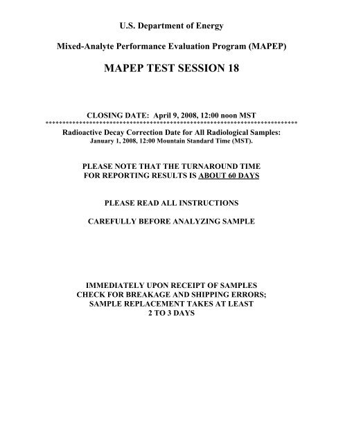 Map Test Session Instructions instructions for mapep test session 18 - Idaho National Laboratory