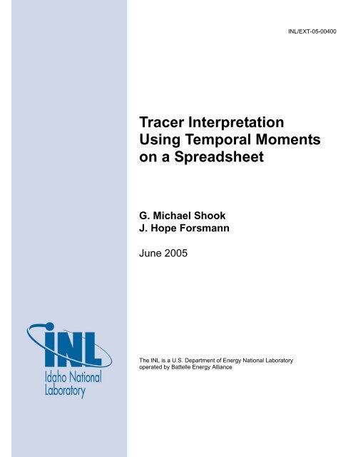 Tracer Interpretation Using Temporal Moments on a Spreadsheet G